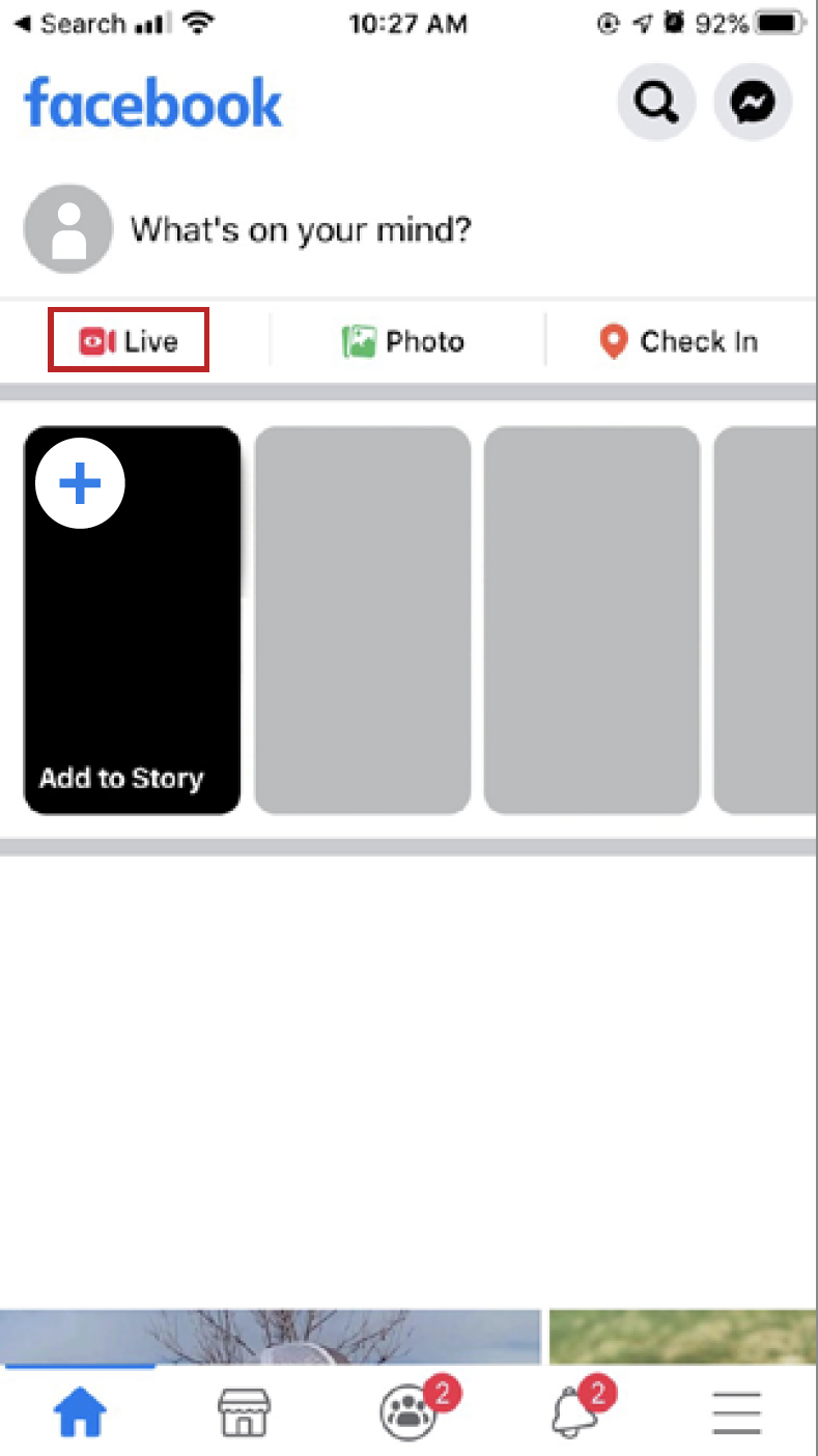 Screenshot - Tap the "Live" icon 